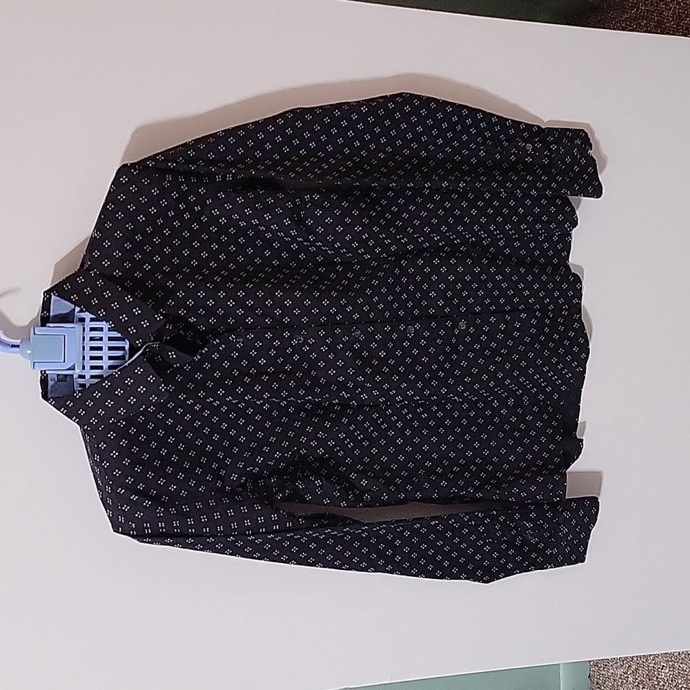 EDDIE BAUER Fitted Navy Patterned Shirt, Size S NWOT